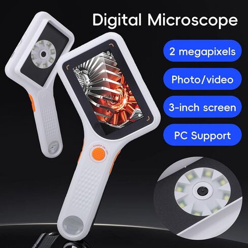 Dpofirs Handheld USB Digital Microscope, 500X Portable Digital Magnifying Glass with 3 Inch Screen, with Autofocus 8 LED Lights, for Wins for OS X in Kuwait