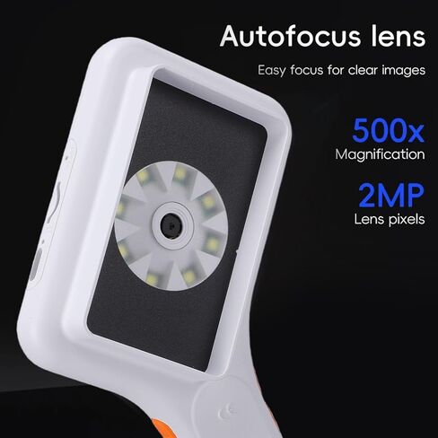 Dpofirs Handheld USB Digital Microscope, 500X Portable Digital Magnifying Glass with 3 Inch Screen, with Autofocus 8 LED Lights, for Wins for OS X in Kuwait