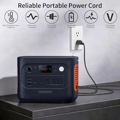 Power Station Charging Cable for EcoFlow Delta/River Series, for Jackery Explorer 1000 Pro 1500 2000 Universal 3 Prong AC Power Cord Replacement 6 Feet in Kuwait
