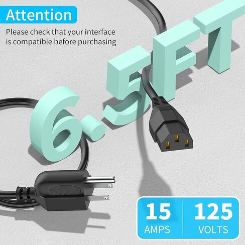 Power Station Charging Cable for EcoFlow Delta/River Series, for Jackery Explorer 1000 Pro 1500 2000 Universal 3 Prong AC Power Cord Replacement 6 Feet in Kuwait