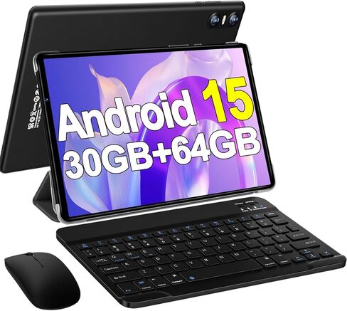 تابلت 2026 Android 15 مع لوحة مفاتيح، شاشة 10.1 بوصة FHD، ذاكرة وصول عشوائي 30 جيجابايت، 64 جيجابايت ذاكرة تخزين داخلية 1 تيرابايت، ثماني النواة 2.0 جيجا هرتز، Widevine L1، بطارية 6000 مللي أمبير في الساعة، 5G WiFi & GPS، Gemini AI، كمبيوتر لوحي 2 في 1 -  in Kuwait