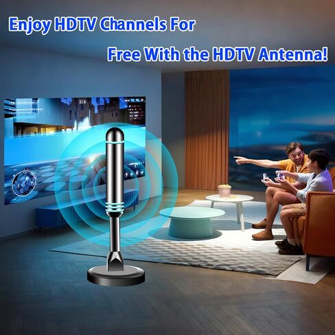 هوائي تلفزيون للقنوات المحلية، هوائيات 2026 HD للقنوات المحلية مع قاعدة مغناطيسية قوية، استقبال 360 درجة وطويل المدى لـ 4K 1080P، إعداد سهل للتلفزيونات بدون كابل in Kuwait