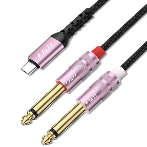 كابل صوت J&D USB C إلى 1/4 بوصة، USB من النوع C إلى ثنائي 6.35 مم TS Aux Cord Y Splitter للهواتف الذكية والأجهزة اللوحية وما إلى ذلك، متوافق مع سلسلة iPhone 16/17 وGalaxy S25/S24، ذهبي وردي، 4 أقدام in Kuwait