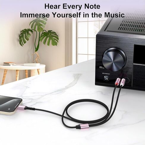 كابل صوت J&D USB C إلى 1/4 بوصة، USB من النوع C إلى ثنائي 6.35 مم TS Aux Cord Y Splitter للهواتف الذكية والأجهزة اللوحية وما إلى ذلك، متوافق مع سلسلة iPhone 16/17 وGalaxy S25/S24، ذهبي وردي، 4 أقدام in Kuwait