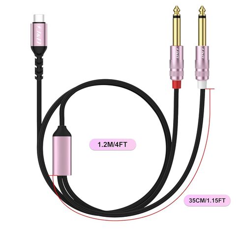 كابل صوت J&D USB C إلى 1/4 بوصة، USB من النوع C إلى ثنائي 6.35 مم TS Aux Cord Y Splitter للهواتف الذكية والأجهزة اللوحية وما إلى ذلك، متوافق مع سلسلة iPhone 16/17 وGalaxy S25/S24، ذهبي وردي، 4 أقدام in Kuwait