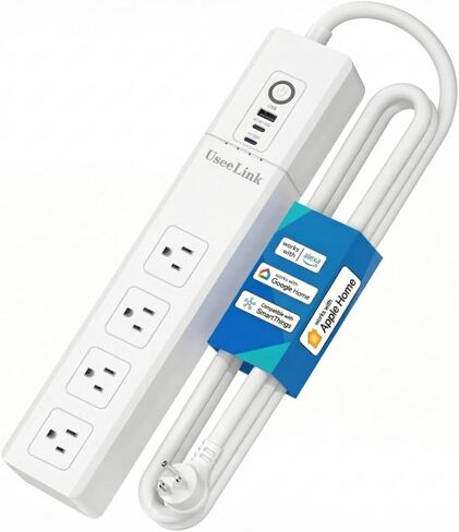 UseeLink Matter Smart Power Strip Compatible with Apple HomeKit, Siri, Alexa, Google Home and SmartThings, with 4 AC Outlets, 1 USB &2 Type C Ports and 5ft Extension Cord, Voice and Remote Control in Kuwait