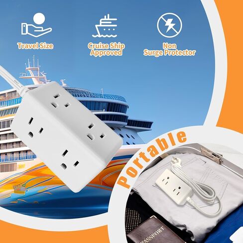 Flat Plug Power Strip 6 Outlet Extender 5FT Extension Cord Three Side Outlet Splitter Wall Mount Power Strip for Home Office Dorm Room (1PC) in Kuwait