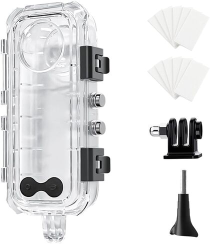 حافظة Insta 360 x5، حافظة غوص غير مرئية لـ Insta 360 x5، كاميرا مقاومة للماء 60 متر/196 قدم تحت الماء مع دعامة، ملحقات Insta 360 مع حشوة مضادة للضباب، أغلفة تصوير فوتوغرافي محكمة الغلق in Kuwait
