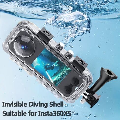 حافظة Insta 360 x5، حافظة غوص غير مرئية لـ Insta 360 x5، كاميرا مقاومة للماء 60 متر/196 قدم تحت الماء مع دعامة، ملحقات Insta 360 مع حشوة مضادة للضباب، أغلفة تصوير فوتوغرافي محكمة الغلق in Kuwait