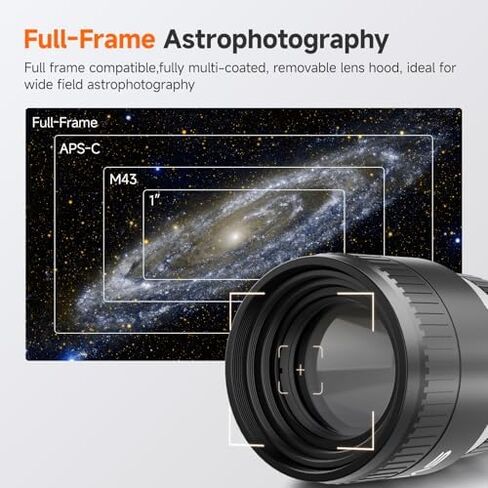 SVBONY SV535 APO Astro Camera Lens Bundle with SV260 Multi-bandpass Star Field Filter, F2.8 Telephoto Lens, 105mm Focal Length, Full Frame Compatible, for Wide-Field Deep Sky & EAA Astrophotography in Kuwait
