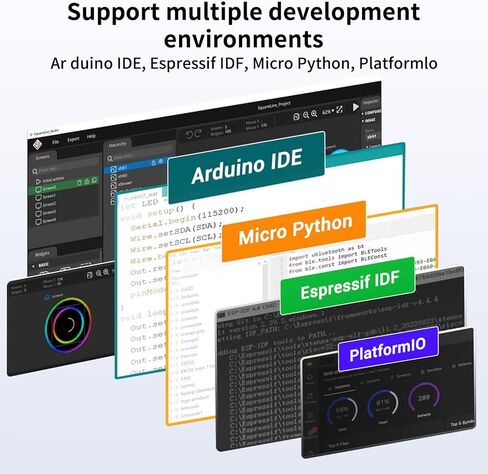 ESP32 Round Rotary Display 240x240-1.28 Inch HMI IPS Display ESP32-S3 Development Board,2.4G WiFi and BLE Capacitive Touch Screen Compatible with Ar duino IDE and The LVGL Library, Silver in Saudi Arabia
