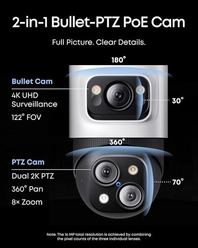 نظام كاميرا الأمان eufy PoE NVR S4 مع دعامة تثبيت على 4 زوايا (T870B)، تسجيل على مدار الساعة طوال أيام الأسبوع، ما يصل إلى 16 قناة، محرك أقراص ثابتة سعة 2 تيرابايت، كاميرتان Bullet-PTZ، كاميرتان Bullet-PTZ، 360 درجة PTZ، تأطير وتتبع تلقائي بالذكاء الاصطنا in Kuwait