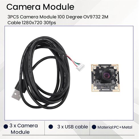 3PCS Camera Module 100 Degree OV9732 2M Cable 1280x720 30fps,Compatible for Autodarts.Io,USB Drive Free in Kuwait