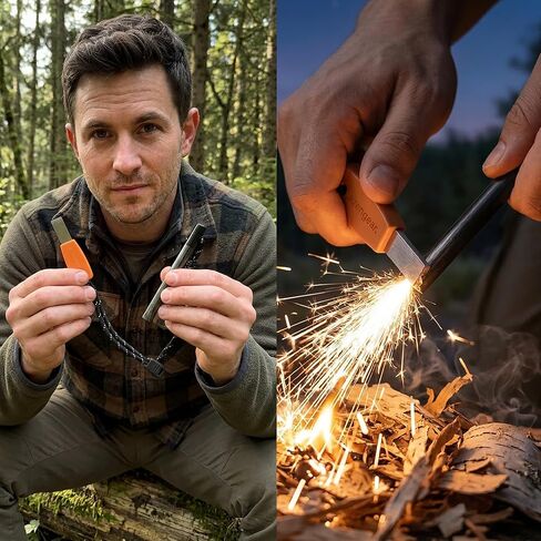 aZengear Flint Steel Pro Fire Starter، XXL Ferro Rod، مهاجم، 750 باراكورد، مجموعة النجاة الخارجية المقاومة للماء للتخييم وصناعة الأدغال in Kuwait
