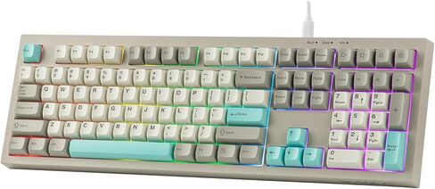 MechLands Aula S102 Membrane Gaming Keyboard with Number Pad, 100% Full Size Layout, USB-C Wired, RGB Backlit, Creamy Silicone Structure, Silent Keyboard for PC Game/Office (Yellow) in Kuwait