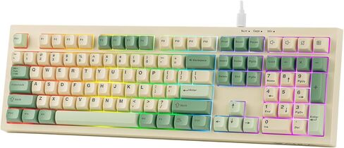 MechLands Aula S102 Membrane Gaming Keyboard with Number Pad, 100% Full Size Layout, USB-C Wired, RGB Backlit, Creamy Silicone Structure, Silent Keyboard for PC Game/Office (Yellow) in Saudi Arabia