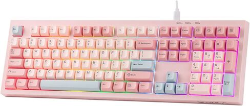 MechLands Aula S102 Membrane Gaming Keyboard with Number Pad, 100% Full Size Layout, USB-C Wired, RGB Backlit, Creamy Silicone Structure, Silent Keyboard for PC Game/Office (Yellow) in Saudi Arabia