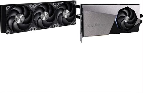 وحدة معالجة الرسومات msi GeForce RTX 5090 SUPRIM Liquid SOC Hybrid Liquid Cooled GPU، 32GB GDDR7، 28 جيجابت في الثانية، 512 بت، 3352 AI Tops، DLSS 4، مشعاع 360 مم، DP 2.1b x3، HDMI 2.1b، مع حامل GPU in Kuwait