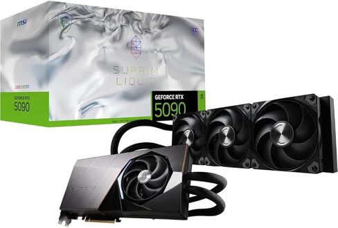 وحدة معالجة الرسومات msi GeForce RTX 5090 SUPRIM Liquid SOC Hybrid Liquid Cooled GPU، 32GB GDDR7، 28 جيجابت في الثانية، 512 بت، 3352 AI Tops، DLSS 4، مشعاع 360 مم، DP 2.1b x3، HDMI 2.1b، مع حامل GPU in Kuwait