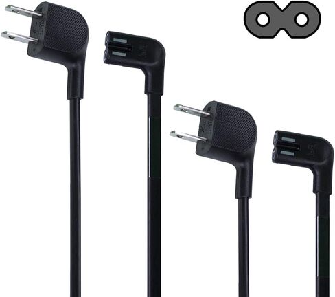 سلك طاقة للتلفزيون ذو شقين، سلك طاقة تيار متردد مدرج في قائمة UL لهاتف Samsung LG Sony Insignia TCL Sharp Toshiba Hisense TV PS4 PS5، غير مستقطب، 18AWG، 300V، CSA 152192 NISPT-2 60c (قطعة واحدة 7 2/3 قدم) in Kuwait