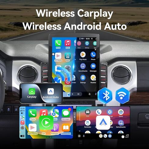 راديو ستيريو للسيارة متوافق مع Toyota Tundra 2014-2021 مع CarPlay Android Auto اللاسلكي، وحدة رأس Android 15، شاشة لمس 9.7 بوصة تدعم بلوتوث، FM/GPS/WiFi/وصلة مرآة/كاميرا احتياطية in Kuwait