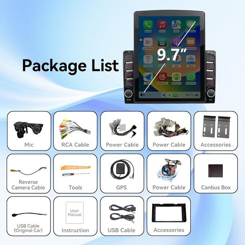 راديو ستيريو للسيارة متوافق مع Toyota Tundra 2014-2021 مع CarPlay Android Auto اللاسلكي، وحدة رأس Android 15، شاشة لمس 9.7 بوصة تدعم بلوتوث، FM/GPS/WiFi/وصلة مرآة/كاميرا احتياطية in Kuwait