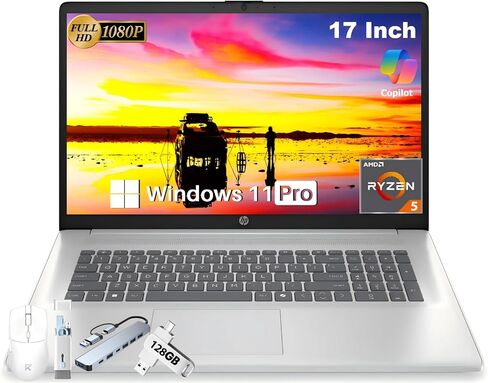 كمبيوتر محمول HP للأعمال مقاس 17 بوصة للعمل والطلاب، شاشة FHD IPS مضادة للتوهج مقاس 17.3 بوصة، AMD Ryzen 5 7430U حتى 4.3 جيجا هرتز، ذاكرة الوصول العشوائي 16 جيجا، 512 جيجا SSD، Wi-Fi 6، بلوتوث 5.4، Copilot AI، Windows 11 Pro، فضي in Kuwait