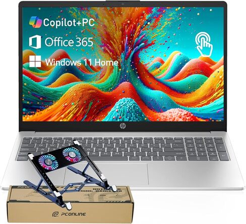 كمبيوتر محمول HP للأعمال والمنزل بشاشة لمس مقاس 15.6 بوصة، وحدة معالجة مركزية Intel i5-1334U 10-Core، وذاكرة وصول عشوائي 16 جيجابايت، ومحرك أقراص SSD سعة 512 جيجابايت، ومكتب 365 للويب، وW11H محسّن بالذكاء الاصطناعي، وعمر بطارية طويل، 15-fd0215dx، حزمة مع  in Kuwait
