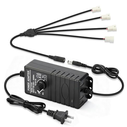 وحدة تحكم في سرعة مروحة الكمبيوتر 2Pin مع 4 منافذ مقسمة، مصدر طاقة قابل للتعديل AC 110V - 240V إلى DC 4V - 12V، 3A 2P 36W مراوح التبريد تمديد محول الكابل in Kuwait