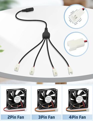 وحدة تحكم في سرعة مروحة الكمبيوتر 2Pin مع 4 منافذ مقسمة، مصدر طاقة قابل للتعديل AC 110V - 240V إلى DC 4V - 12V، 3A 2P 36W مراوح التبريد تمديد محول الكابل in Kuwait