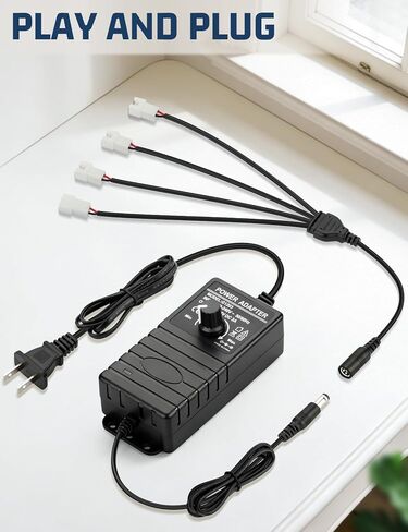 وحدة تحكم في سرعة مروحة الكمبيوتر 2Pin مع 4 منافذ مقسمة، مصدر طاقة قابل للتعديل AC 110V - 240V إلى DC 4V - 12V، 3A 2P 36W مراوح التبريد تمديد محول الكابل in Kuwait