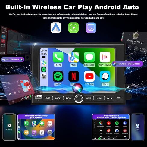 راديو ترقية 5GWiFi لسيارة Ford F150 2004-2008، F250/F350 2006-2016، E150/E250/E350 2009-2014، Taurus 2008-2009، Escape 2008-2012، شاشة لمس 7 بوصات ستيريو GPS لاسلكية Carplay Android Auto FM in Kuwait
