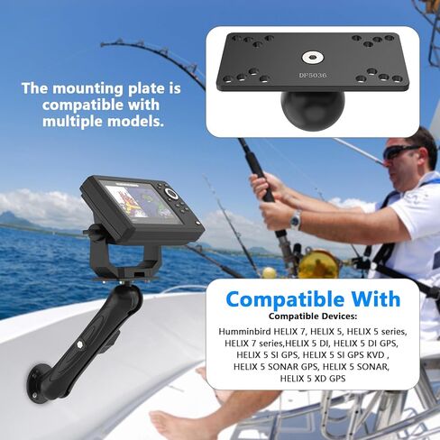 Aluminum Alloy Fish Finder Mount with 1.5"/ C Size Ball Compatible with Humminbird Helix 5/7 Series,9.3" Long Arm Marine Electronic Depth Mount for Boat/Kayak/Fishing Mounting Plate Accessories in Kuwait
