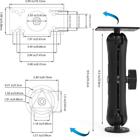 Aluminum Alloy Fish Finder Mount with 1.5"/ C Size Ball Compatible with Humminbird Helix 5/7 Series,9.3" Long Arm Marine Electronic Depth Mount for Boat/Kayak/Fishing Mounting Plate Accessories in Kuwait