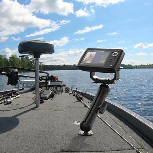 Aluminum Alloy Fish Finder Mount with 1.5"/ C Size Ball Compatible with Humminbird Helix 5/7 Series,9.3" Long Arm Marine Electronic Depth Mount for Boat/Kayak/Fishing Mounting Plate Accessories in Kuwait