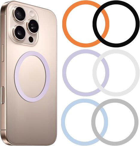 6 Colors Universal Metal Ring for Magsafe Sticker, Metal Ring Sticker Compatible with Magnetic Charger for iPhone/Samsung/Android All Cellphones, Magnetic Mount/Phone Holder Conversion Mag Safe in Kuwait