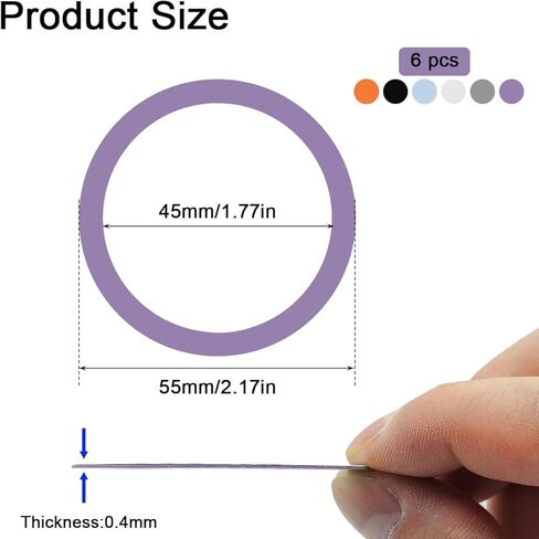 6 Colors Universal Metal Ring for Magsafe Sticker, Metal Ring Sticker Compatible with Magnetic Charger for iPhone/Samsung/Android All Cellphones, Magnetic Mount/Phone Holder Conversion Mag Safe in Kuwait