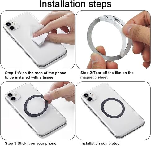 6 Colors Universal Metal Ring for Magsafe Sticker, Metal Ring Sticker Compatible with Magnetic Charger for iPhone/Samsung/Android All Cellphones, Magnetic Mount/Phone Holder Conversion Mag Safe in Kuwait