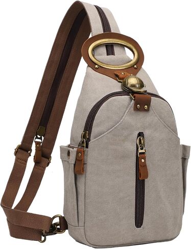 KouLi Buir Canvas Sling bag,Small Crossbody Backpack,Convertible Chest Bag Casual Daypack For Outdoor Cycling Hiking Travel (B3610-Leaden-N) in Kuwait