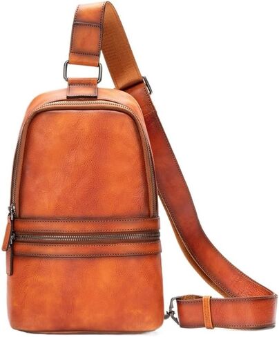 Compact Genuine Leather Sling Backpack Shoulder Chest Bag for Men Outdoor Travel Hiking Sports Casual Daypack Gifts in Kuwait