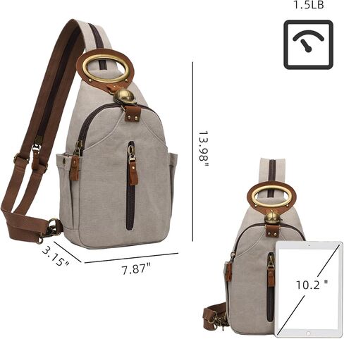 KouLi Buir Canvas Sling bag,Small Crossbody Backpack,Convertible Chest Bag Casual Daypack For Outdoor Cycling Hiking Travel (B3610-Leaden-N) in Kuwait