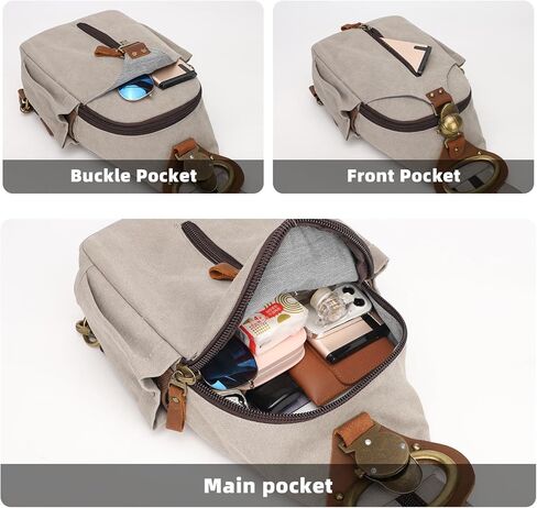 KouLi Buir Canvas Sling bag,Small Crossbody Backpack,Convertible Chest Bag Casual Daypack For Outdoor Cycling Hiking Travel (B3610-Leaden-N) in Kuwait
