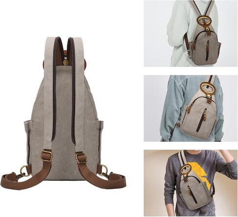 KouLi Buir Canvas Sling bag,Small Crossbody Backpack,Convertible Chest Bag Casual Daypack For Outdoor Cycling Hiking Travel (B3610-Leaden-N) in Kuwait