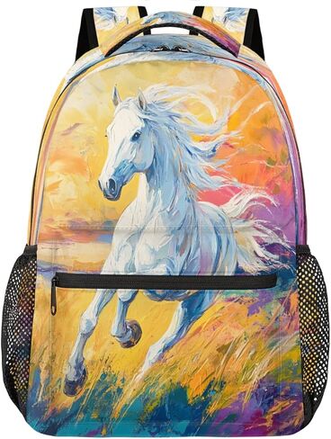 Aztec Horses Turquoise Backpack for School, Laptop Backpack Lightweight Water Resistant Bookbag Casual Daypack for Casual Travel Hiking Camping Outdoor Daypack Shoulder Bag for Boys Girls Kids in Saudi Arabia