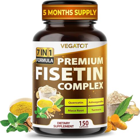 VEGATOT Fisetin 4730MG High Purity 98%% **USA Made and Tested** (Similar to Apigenin Luteolin Quercetin) with Quercetin Ashwagandha Maca Root Turmeric - Promote Healthy Aging, Energy, Immune Support in Saudi Arabia