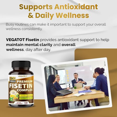 VEGATOT Fisetin 4730MG High Purity 98%% **USA Made and Tested** (Similar to Apigenin Luteolin Quercetin) with Quercetin Ashwagandha Maca Root Turmeric - Promote Healthy Aging, Energy, Immune Support in Saudi Arabia