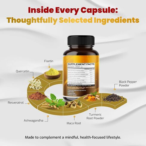 VEGATOT Fisetin 4730MG High Purity 98%% **USA Made and Tested** (Similar to Apigenin Luteolin Quercetin) with Quercetin Ashwagandha Maca Root Turmeric - Promote Healthy Aging, Energy, Immune Support in Saudi Arabia