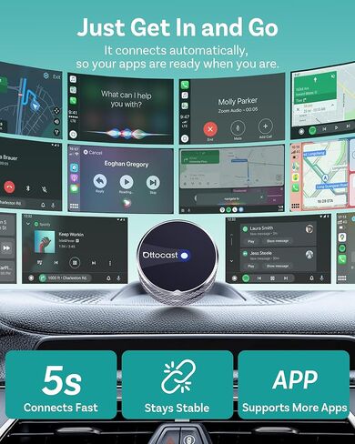 OTTOCAST Mini Tube 2026 Upgrade Wireless CarPlay & Android Auto Adapter, WiFi 6 + Bluetooth 5.4, Instant Auto-Connect, Ultra-Compact Design, Plug & Play USB/USB-C for 2016+ Vehicles in Kuwait