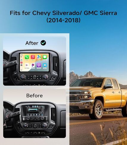 راديو ستيريو للسيارة مقاس 11.5 بوصة لسيارة Chevy Silverado وGMC Sierra 2014-2018 - CarPlay اللاسلكي Android Auto 5G WiFi GPS Navigation Bluetooth FM/SWC Touchscreen 1080P كاميرا احتياطية in Kuwait