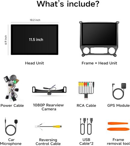 راديو ستيريو للسيارة مقاس 11.5 بوصة لسيارة Chevy Silverado وGMC Sierra 2014-2018 - CarPlay اللاسلكي Android Auto 5G WiFi GPS Navigation Bluetooth FM/SWC Touchscreen 1080P كاميرا احتياطية in Kuwait